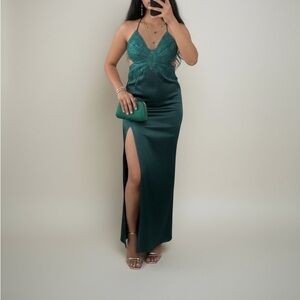 Stunning Teal Prom Dress with Slit